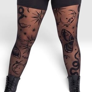 TORRID "Serpent Celestial" Black Flocked Leggings w/Attached Shorts NWT Size 1X
